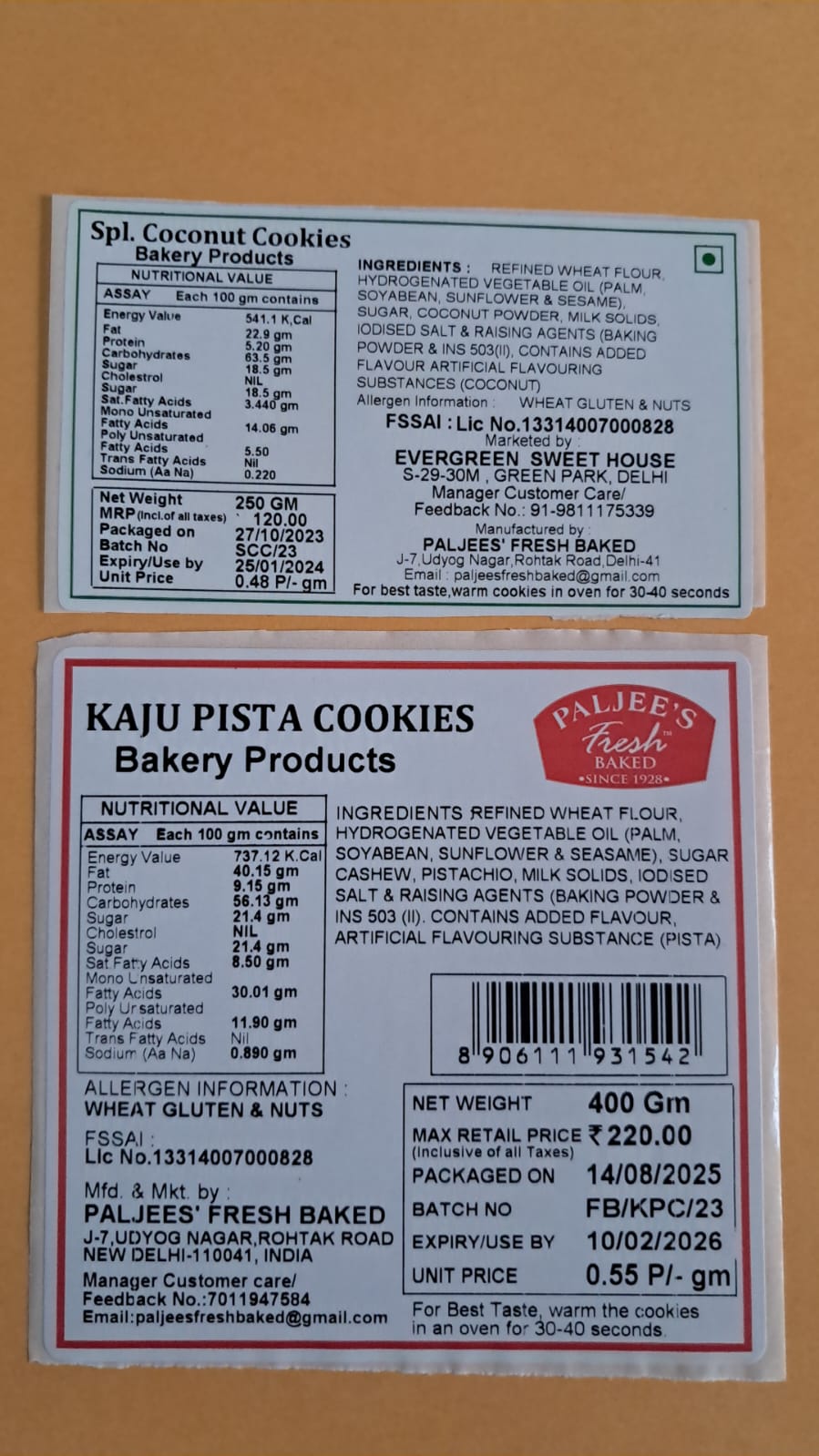 Bakery labels, Foods product labels & Beverage labels